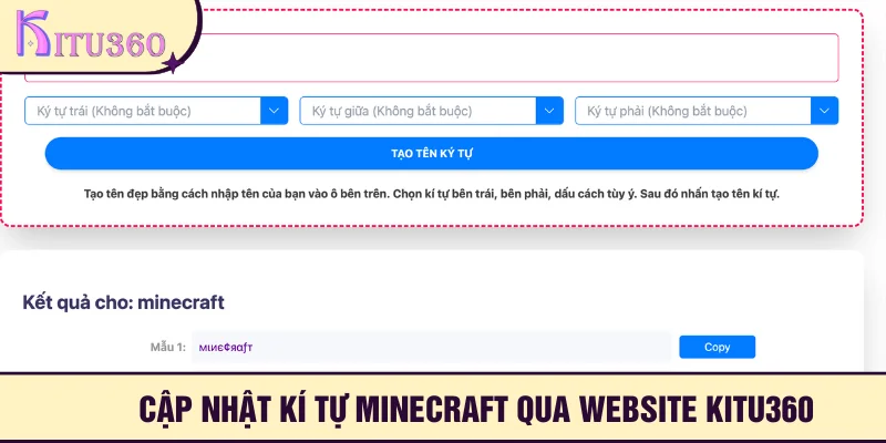 Tạo kí tự minecraft dễ dàng với Kitu360