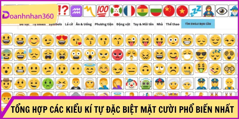 Tong Hop Ki Tu Dac Biet Mat Cuoi