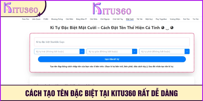 Cách tạo tên tại Kitu360 rất đơn giản